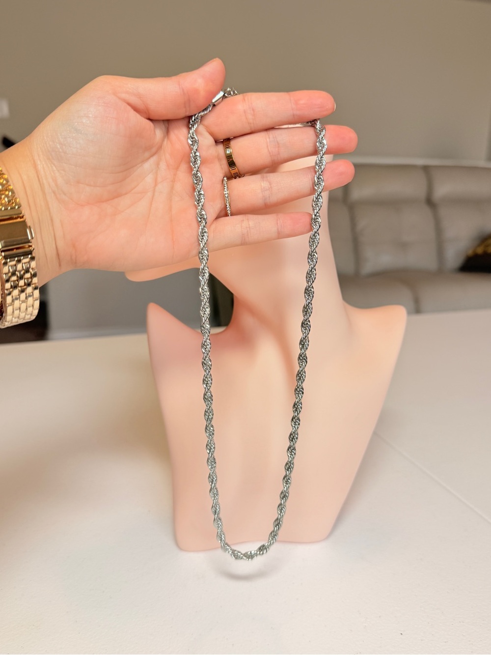 Silver Twisted Rope Necklace - Picture 11 of 12